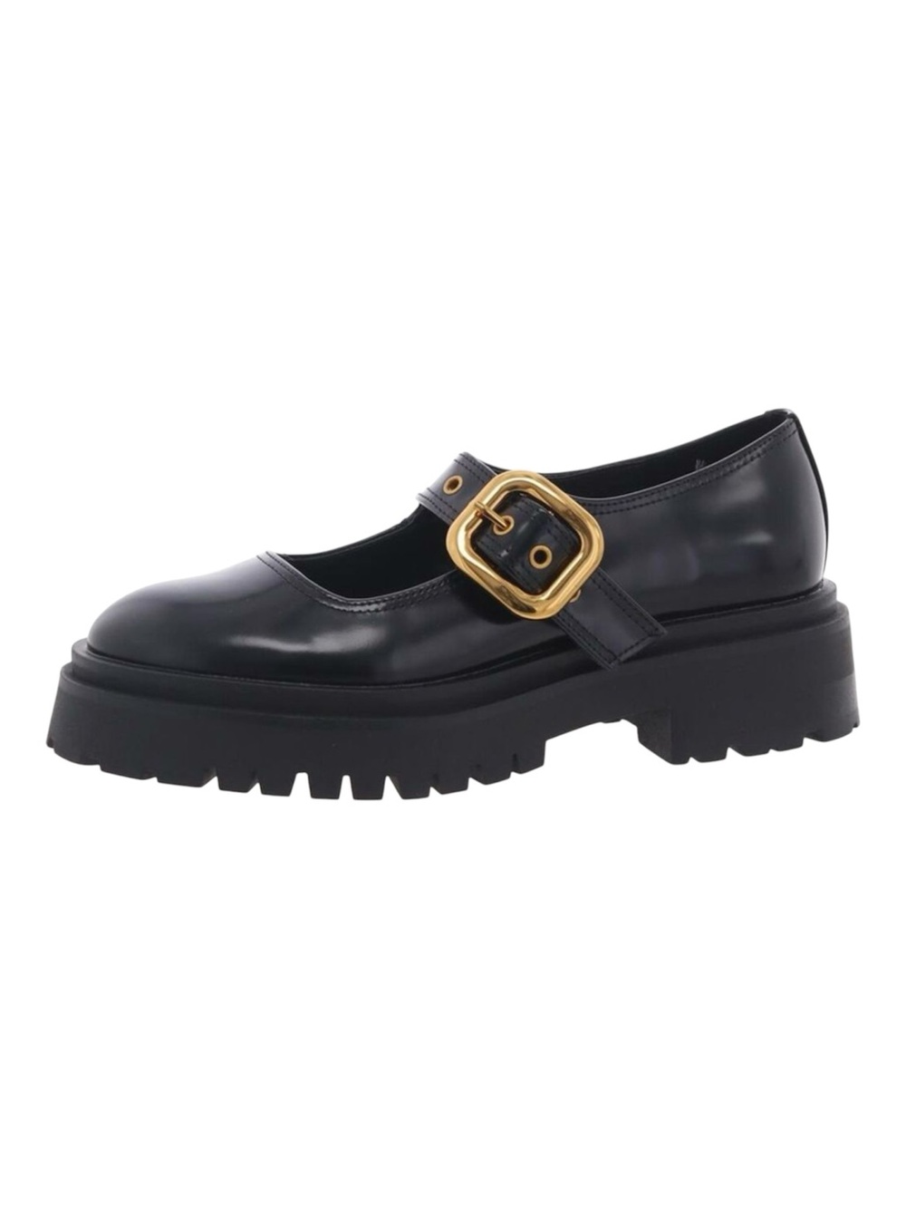 Steve Madden Womens Lyndon Black Buckle Platform Lug Sole Mary Janes Size 9